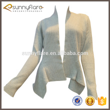 cardigan de poncho, design personalizado de malha de cashmere puro e malha, sem camisola de camisola feminina de botão